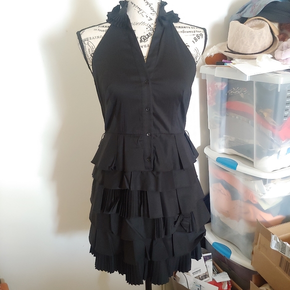 BCBGMaxAzria Dresses & Skirts - BCBG Black Halter bottom layer dress